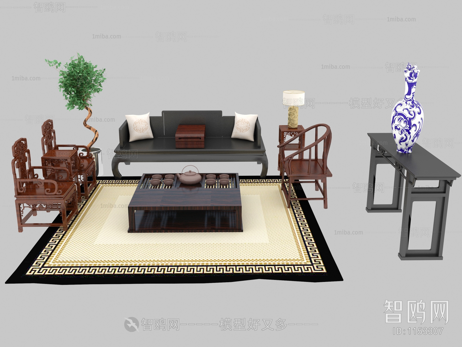 New Chinese Style Sofa Combination