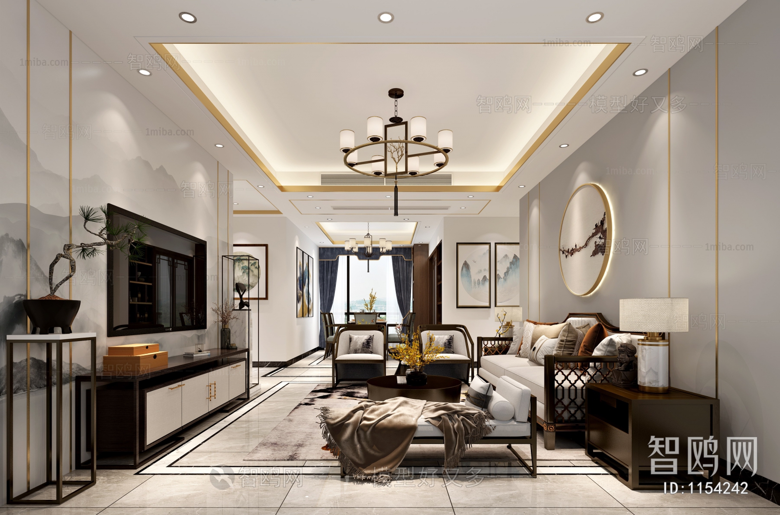 New Chinese Style A Living Room