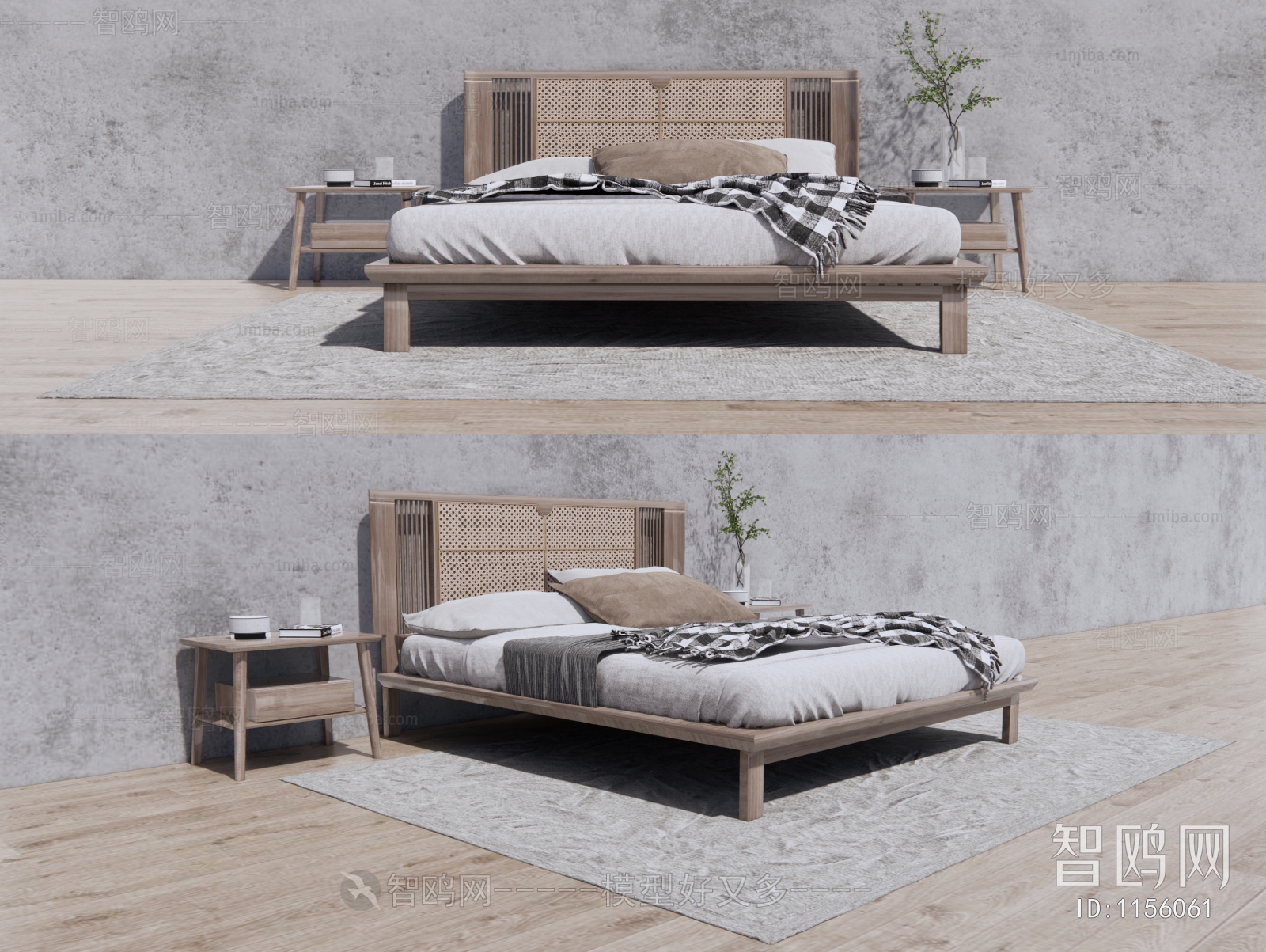 Wabi-sabi Style Double Bed