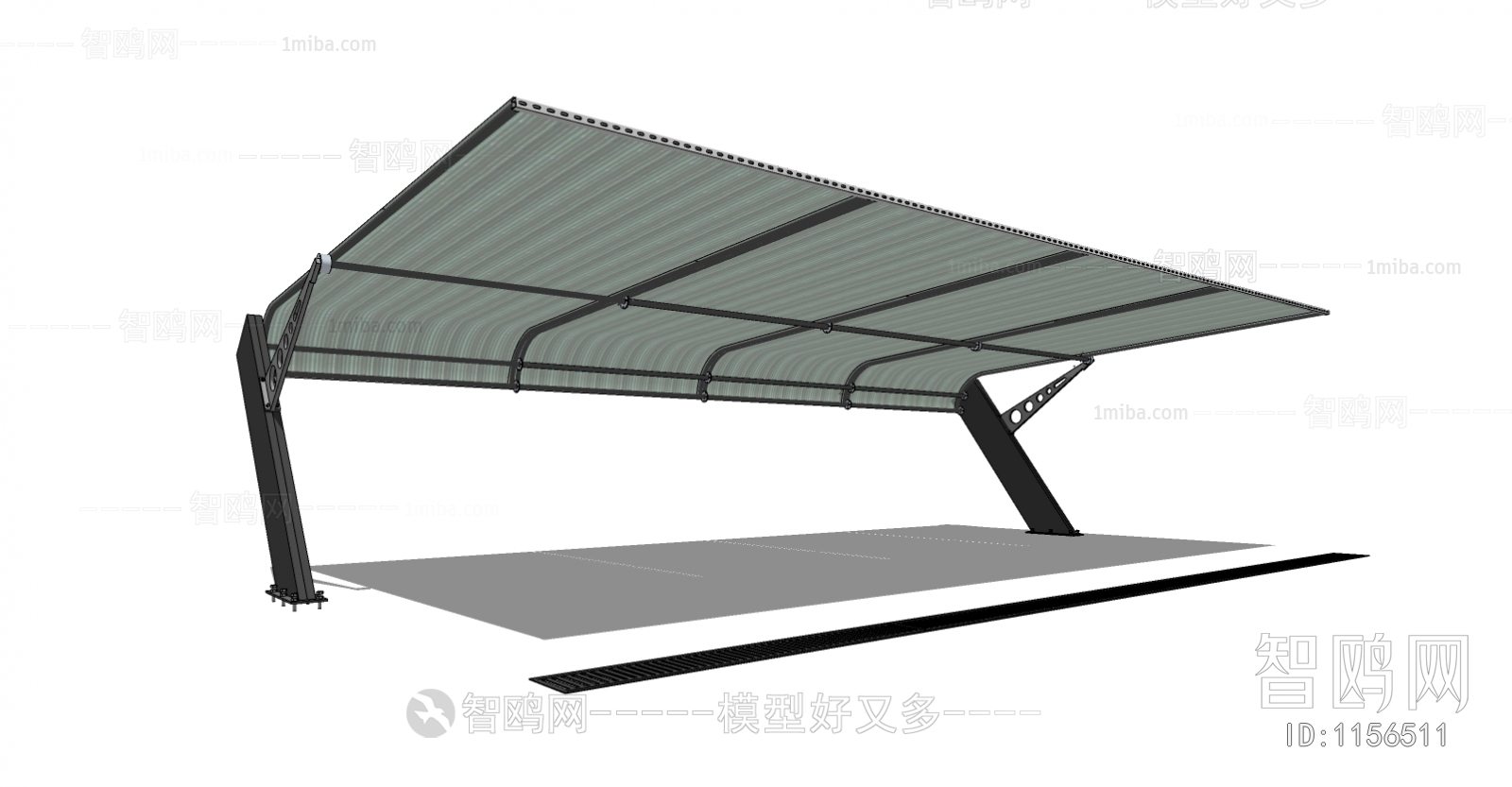 现代玻璃挡雨车棚车库停车场