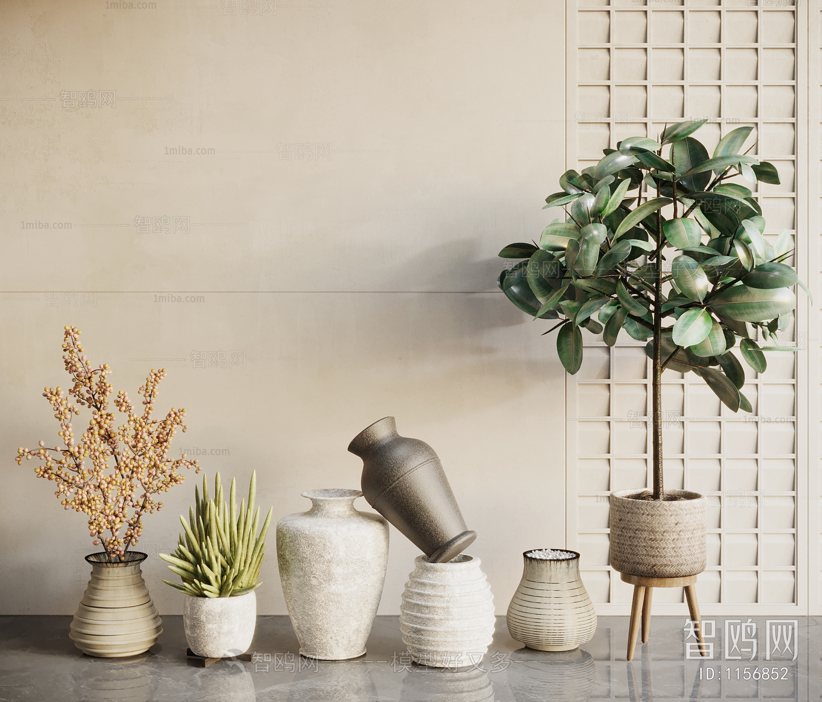 Wabi-sabi Style Potted Green Plant