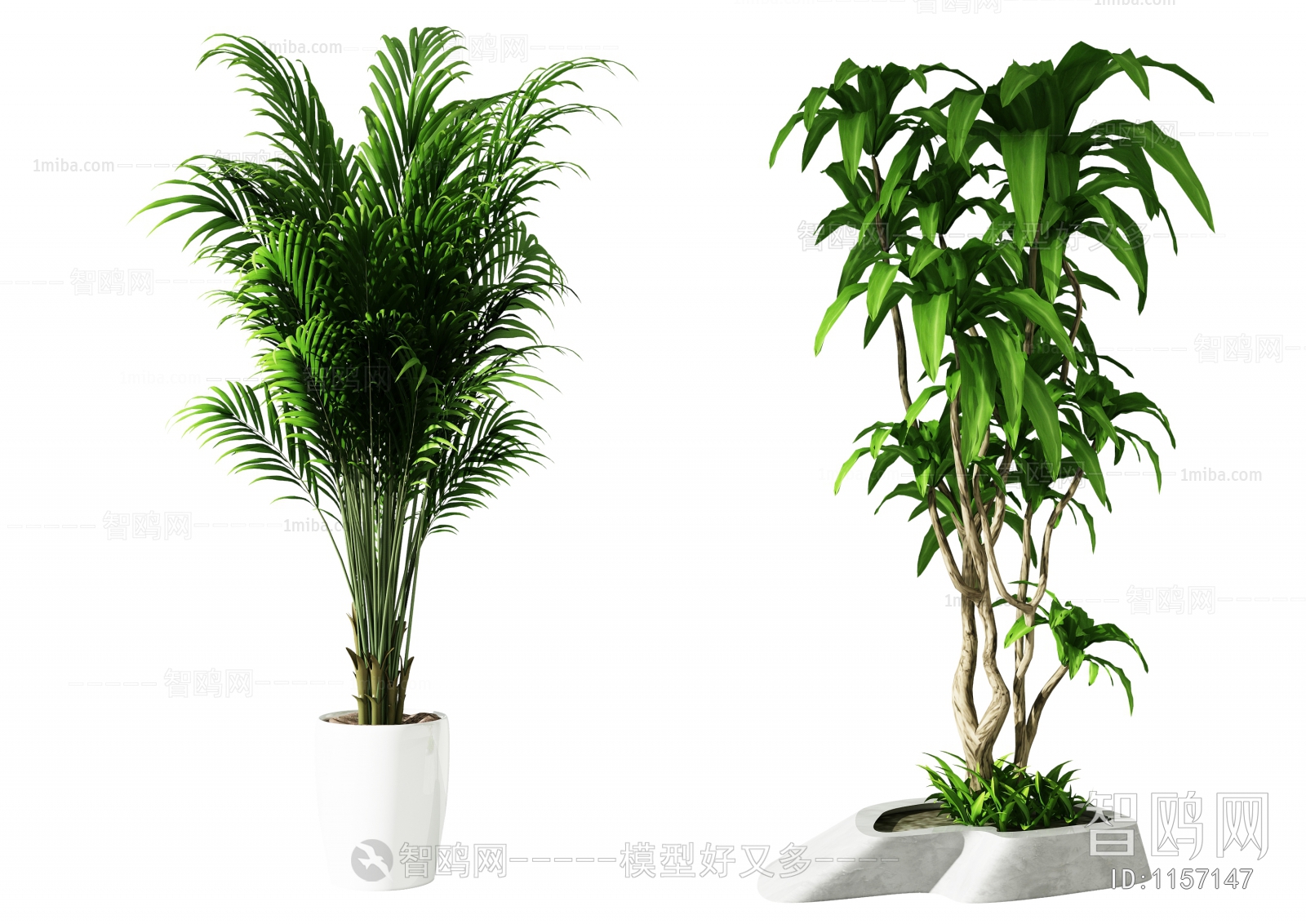 Modern Potted Green Plant