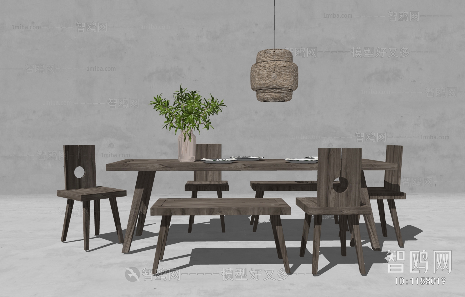 Wabi-sabi Style Dining Table And Chairs