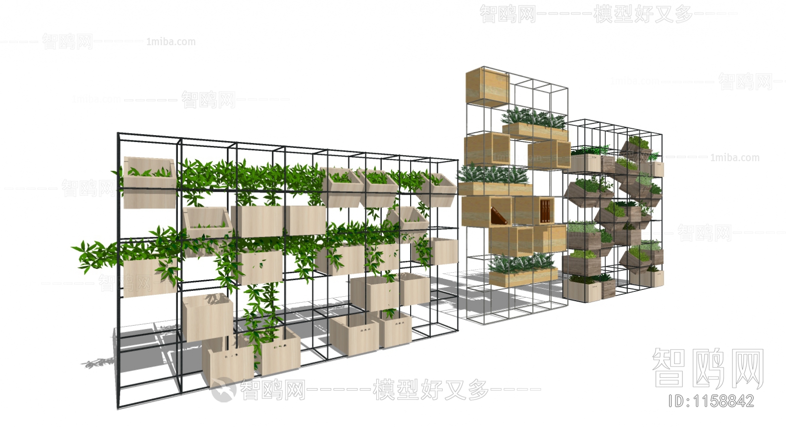 现代栅格置物架 装饰植物柜架
