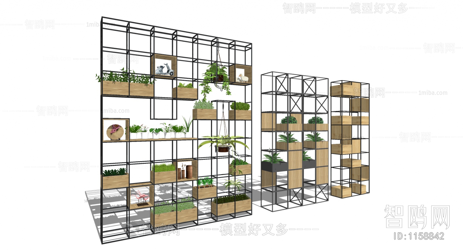 现代栅格置物架 装饰植物柜架