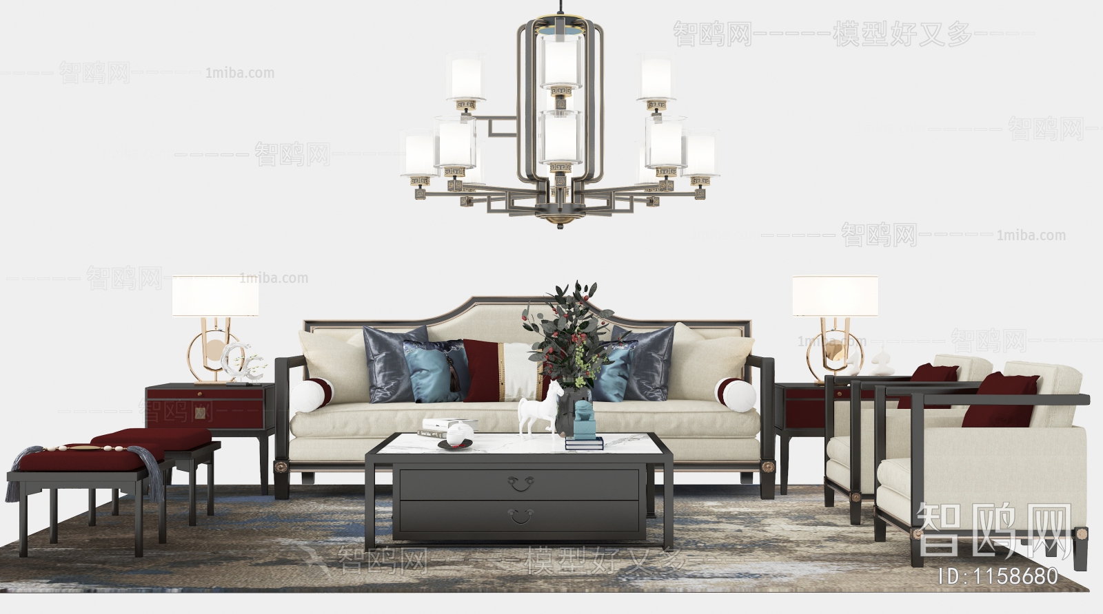 New Chinese Style Sofa Combination