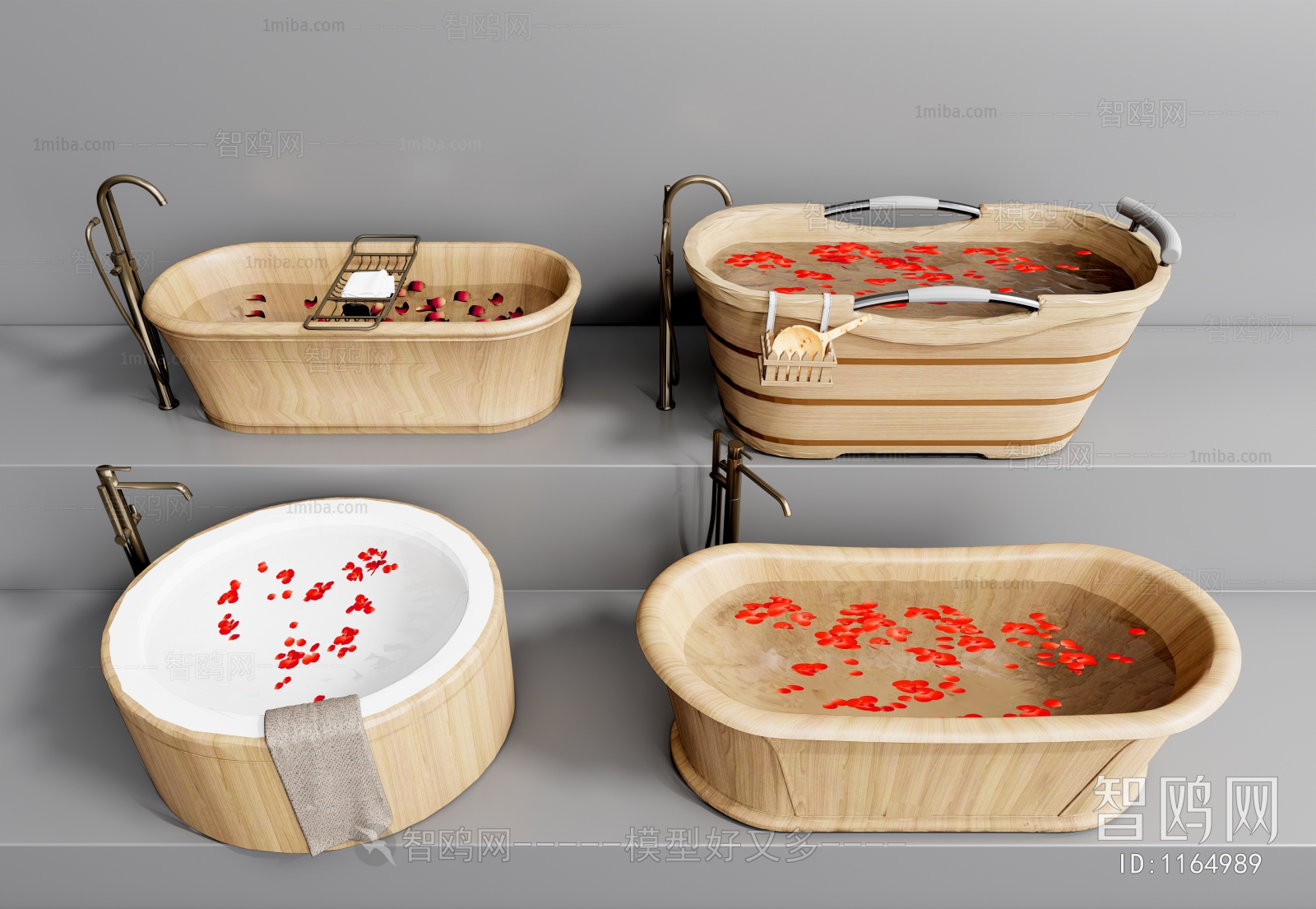 现代木质浴桶浴缸组合