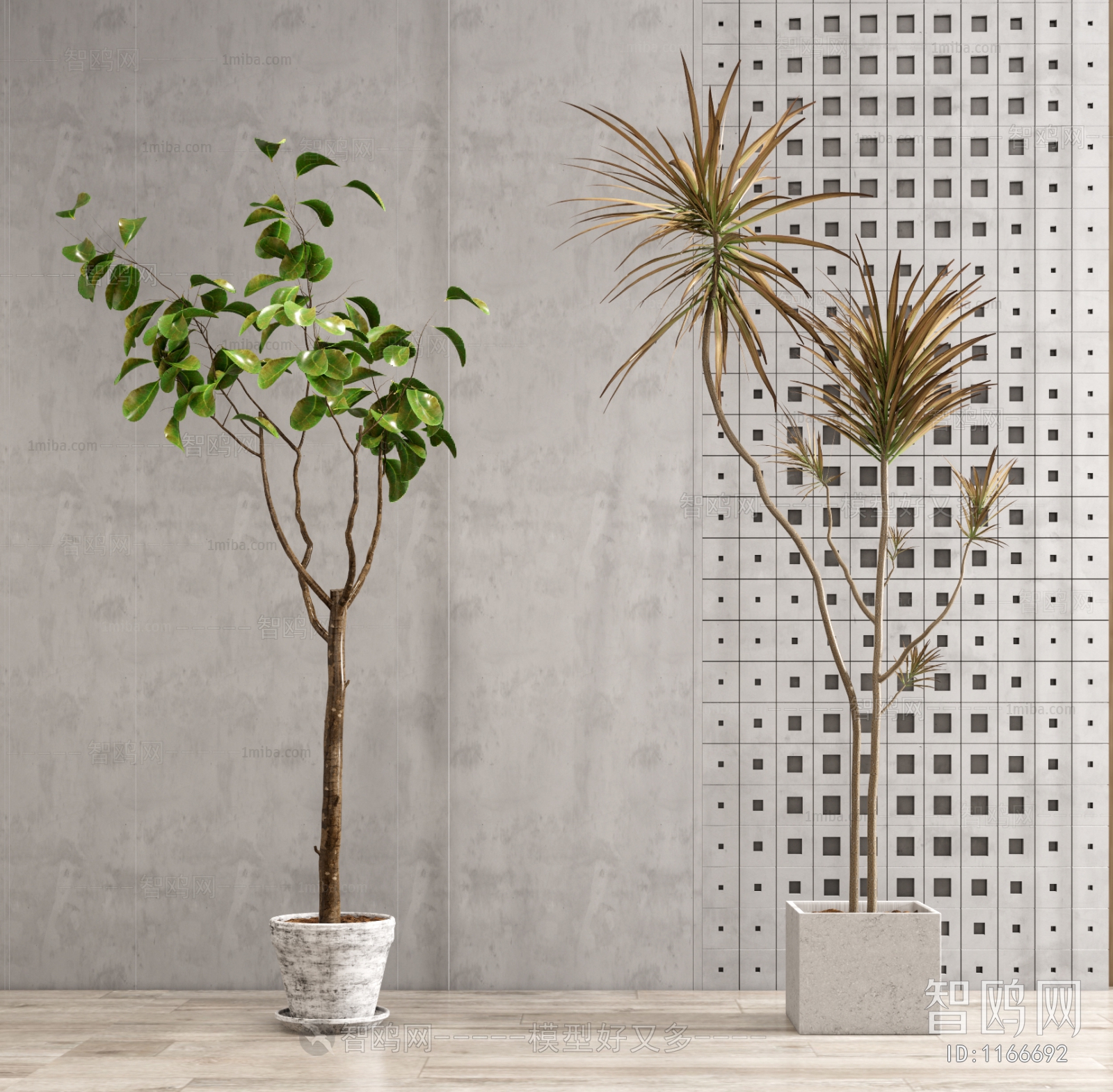 Modern Potted Green Plant