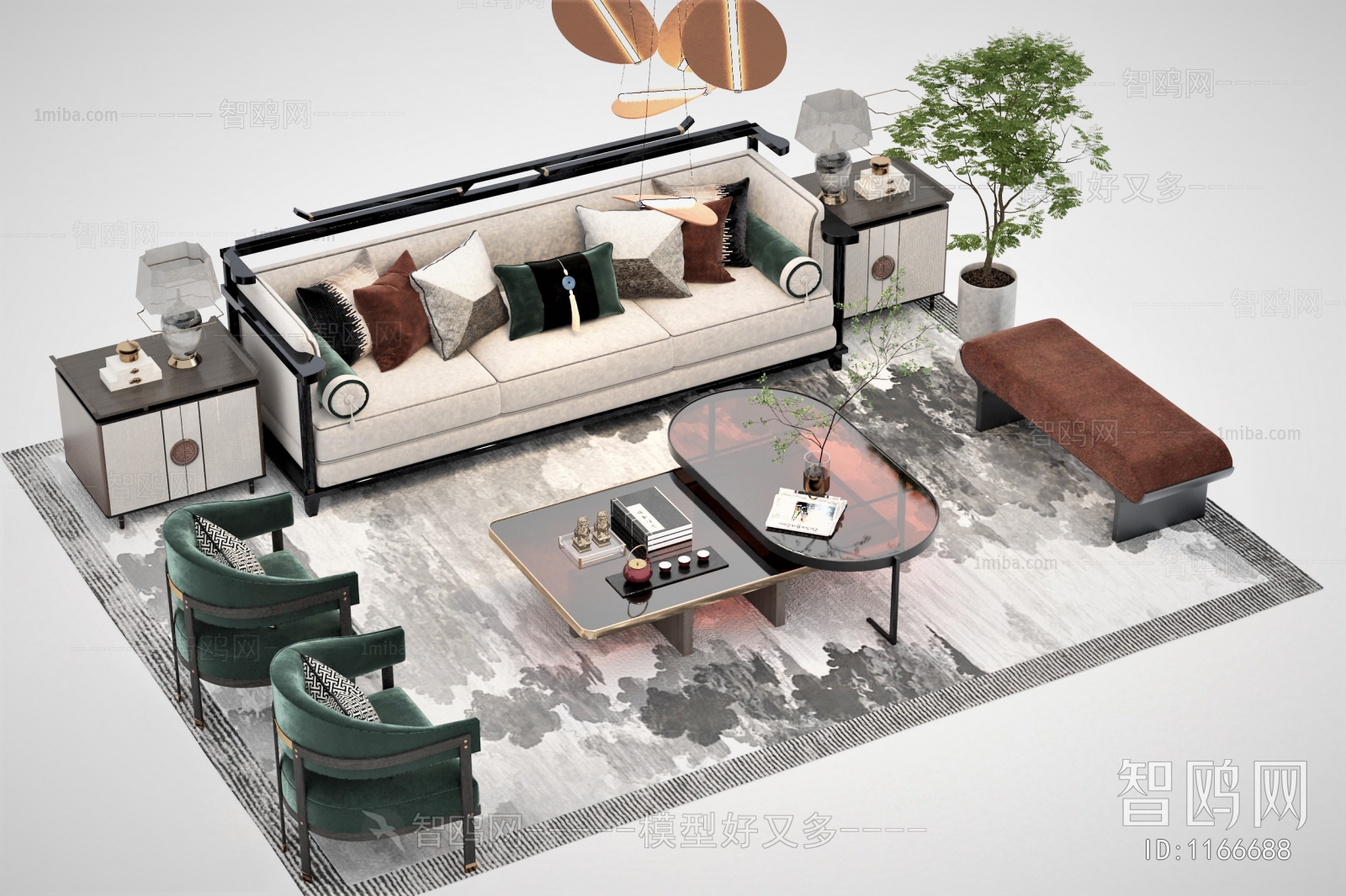 New Chinese Style Sofa Combination