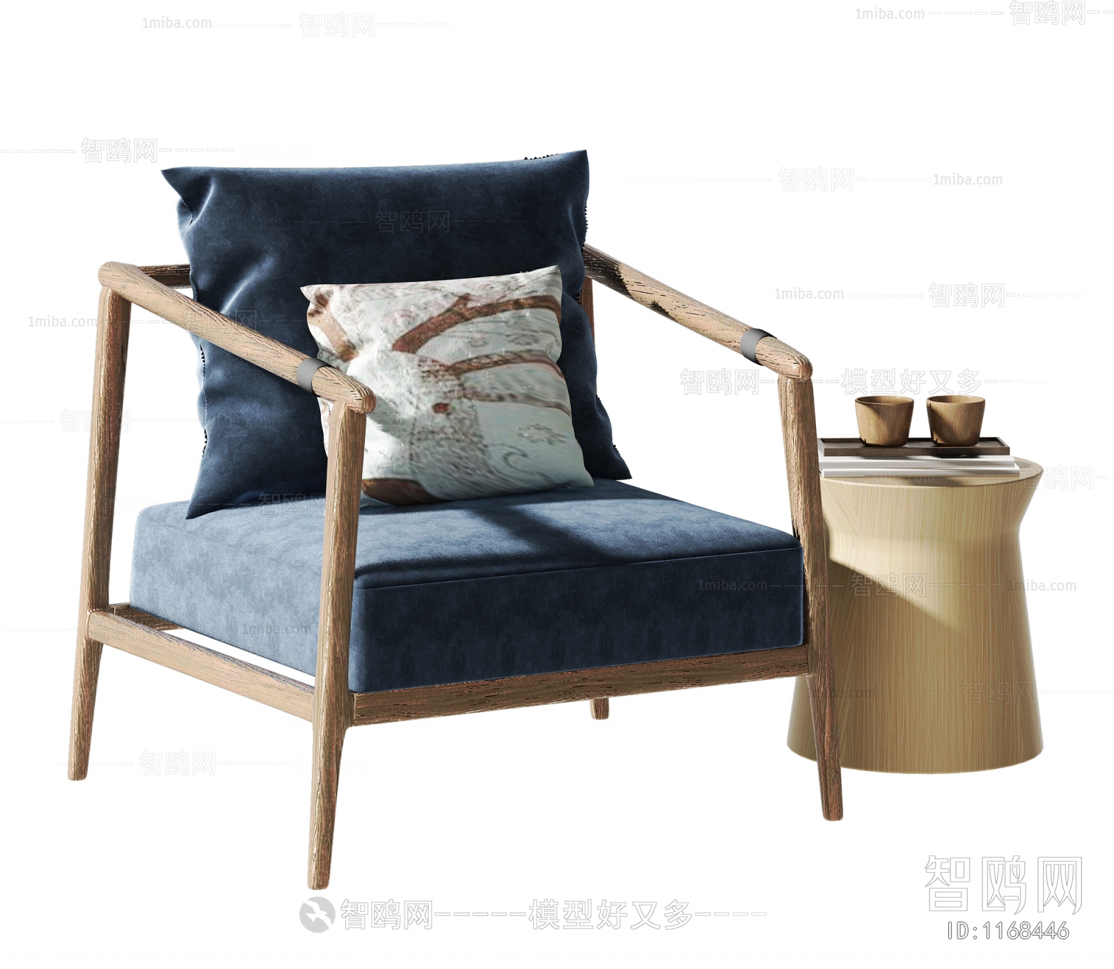 新中式单人沙发