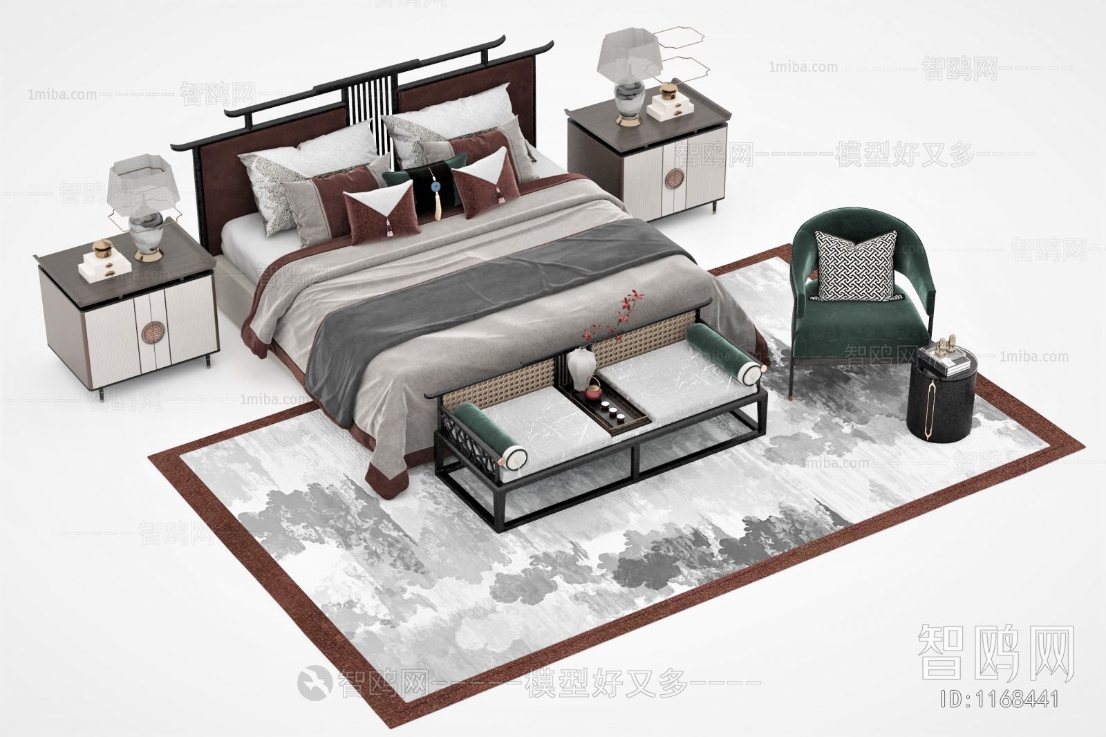 New Chinese Style Double Bed