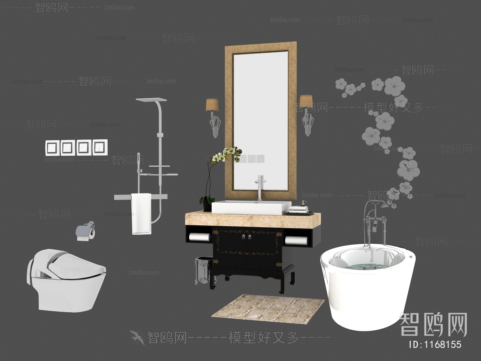 现代卫浴柜3D模型下载