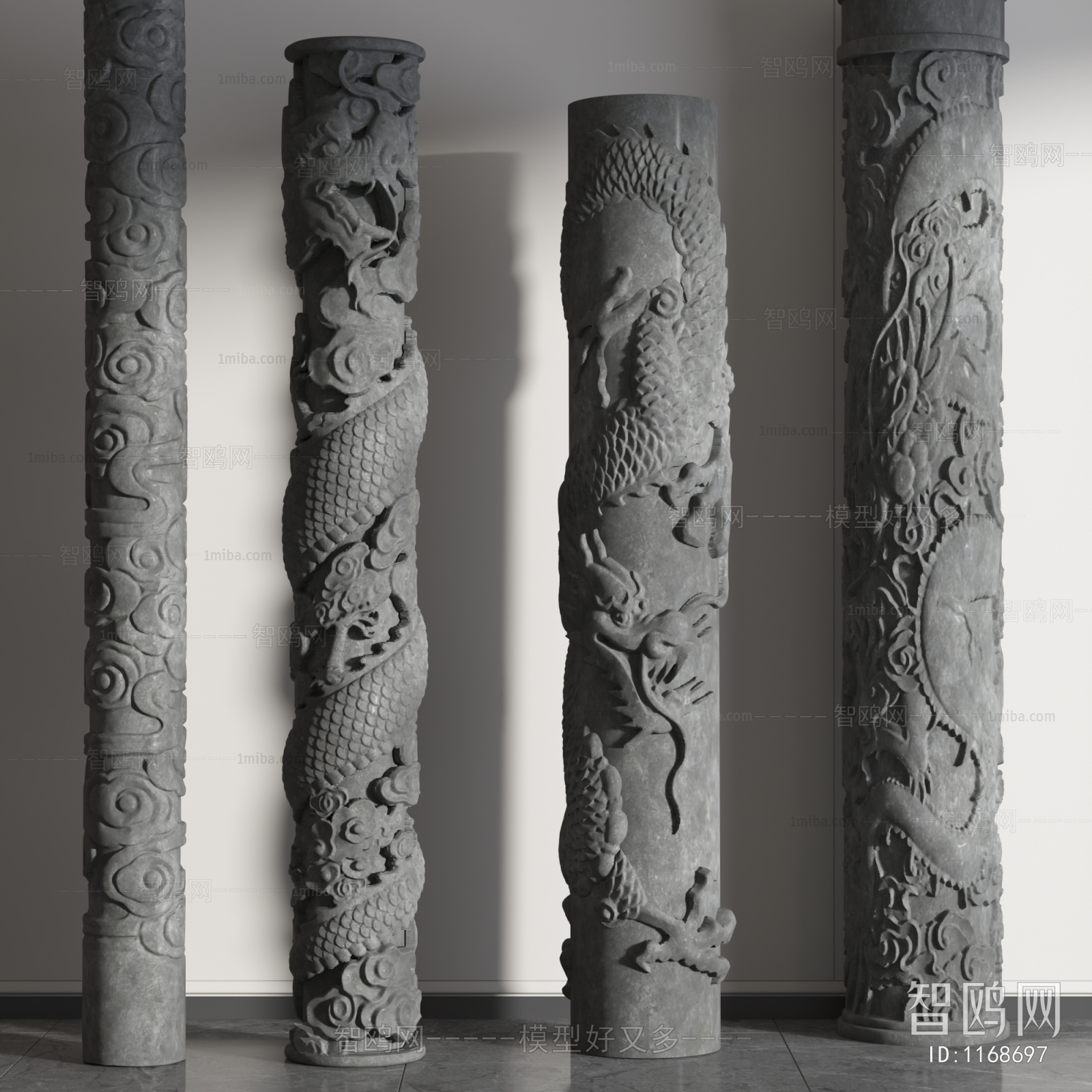 中式龙雕花柱子