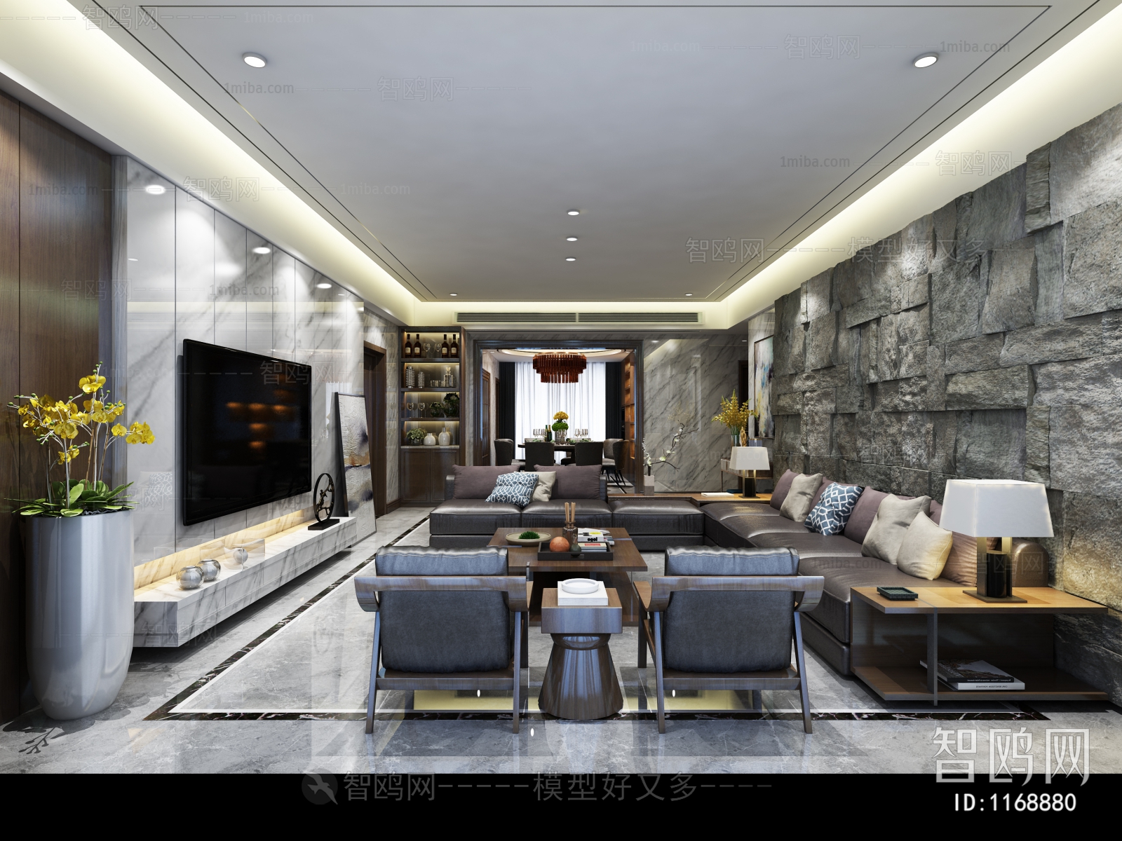 New Chinese Style A Living Room