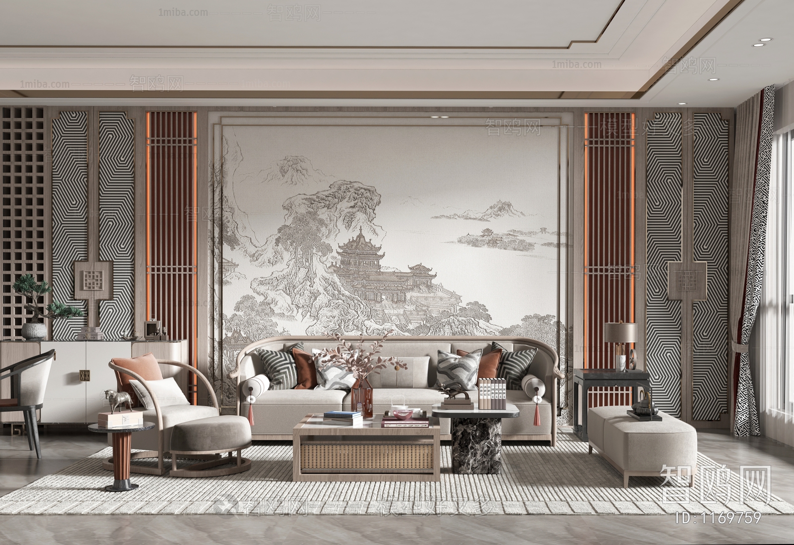 New Chinese Style A Living Room