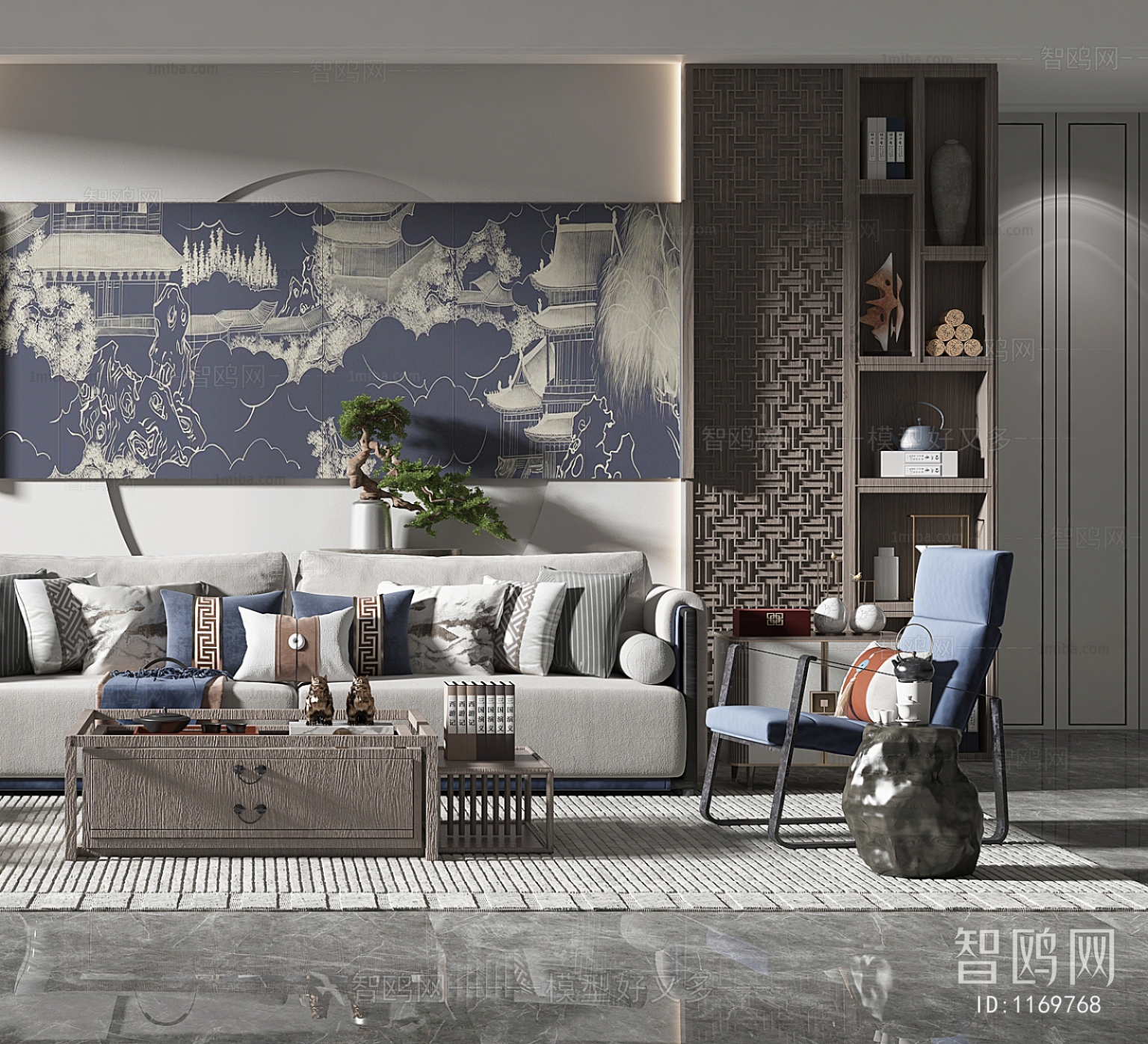 New Chinese Style A Living Room