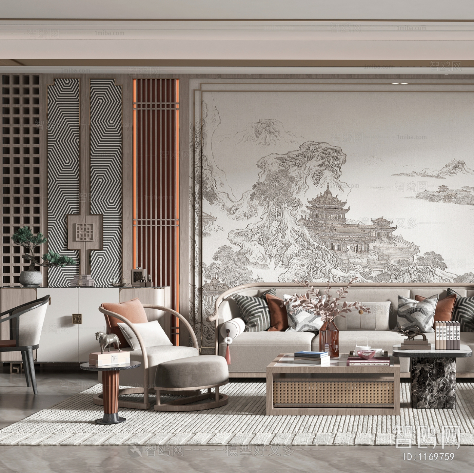 New Chinese Style A Living Room