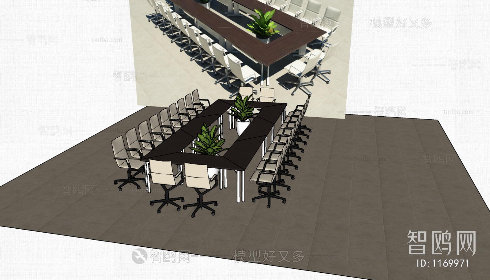 会议桌椅3D模型下载