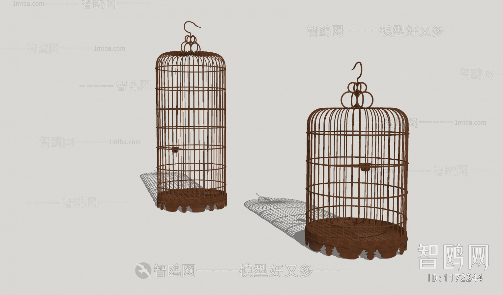 中式木质鸟笼组合