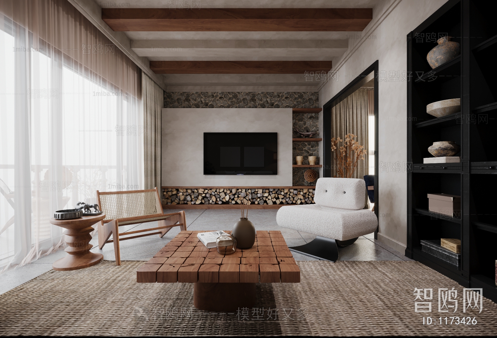 Southeast Asian Style Wabi-sabi Style A Living Room