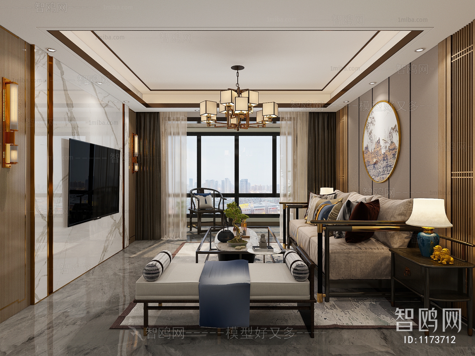 New Chinese Style A Living Room