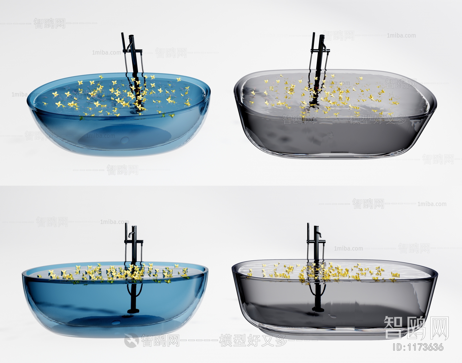 现代玻璃透明浴缸