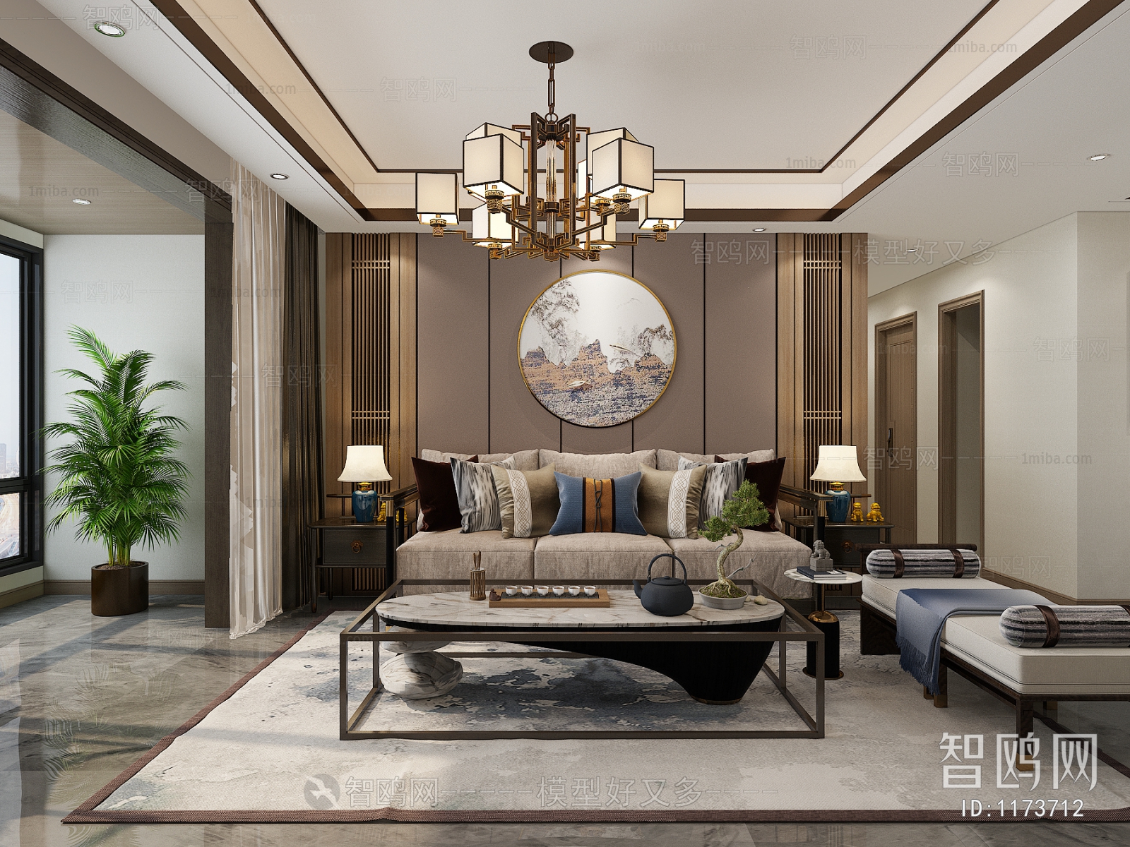 New Chinese Style A Living Room