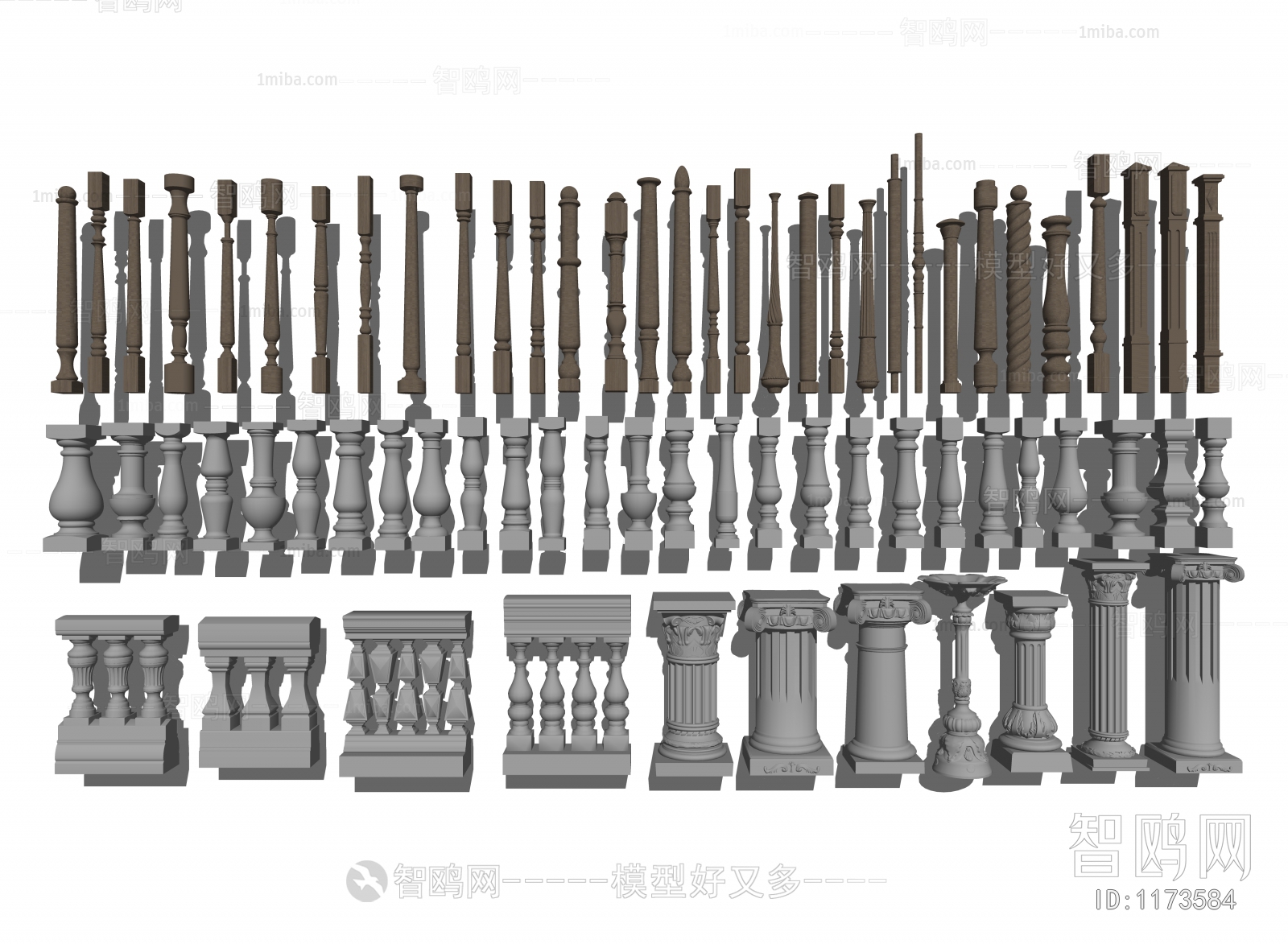 欧式罗马柱、宝瓶栏杆组合