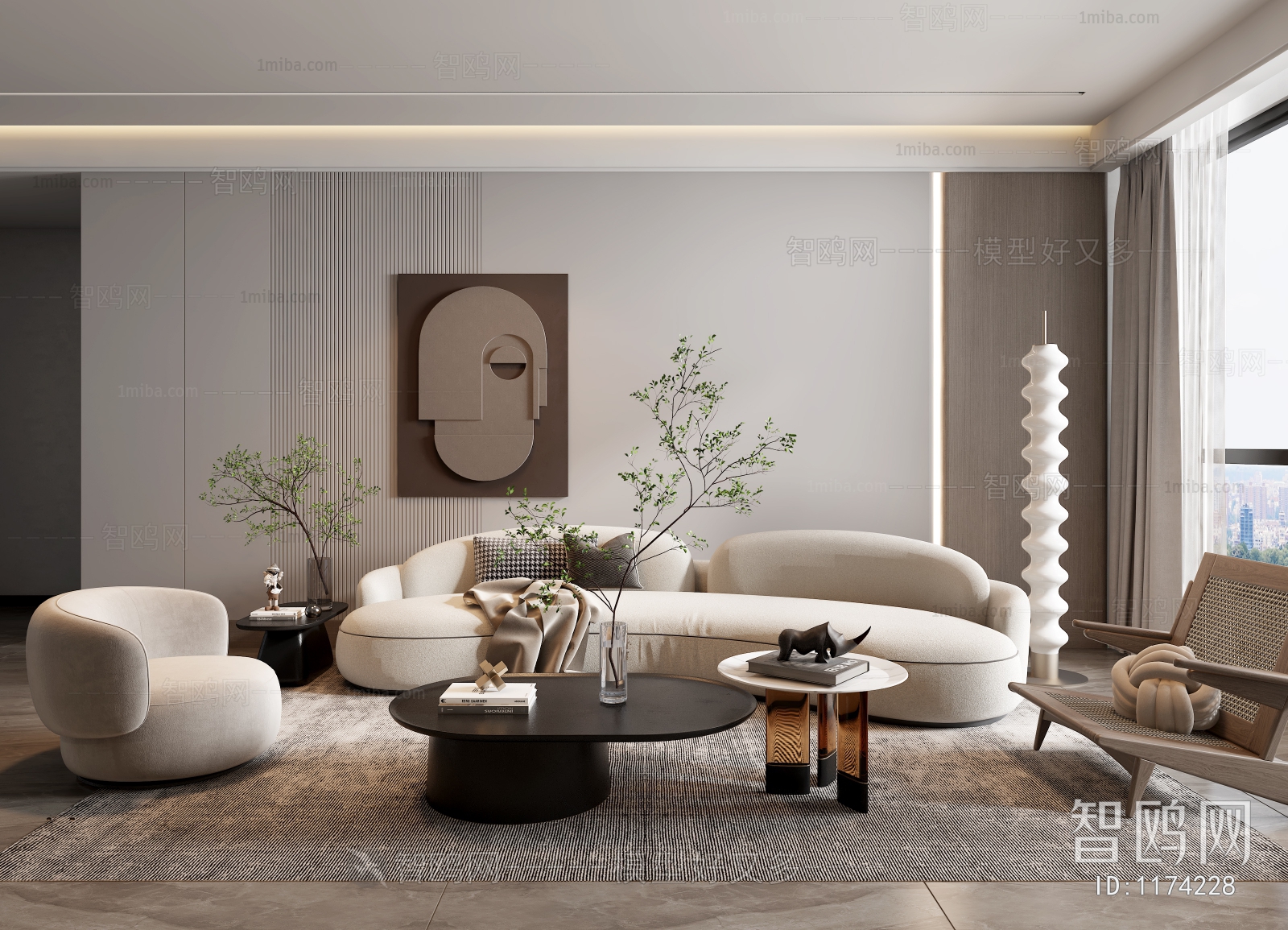 Modern Wabi-sabi Style A Living Room