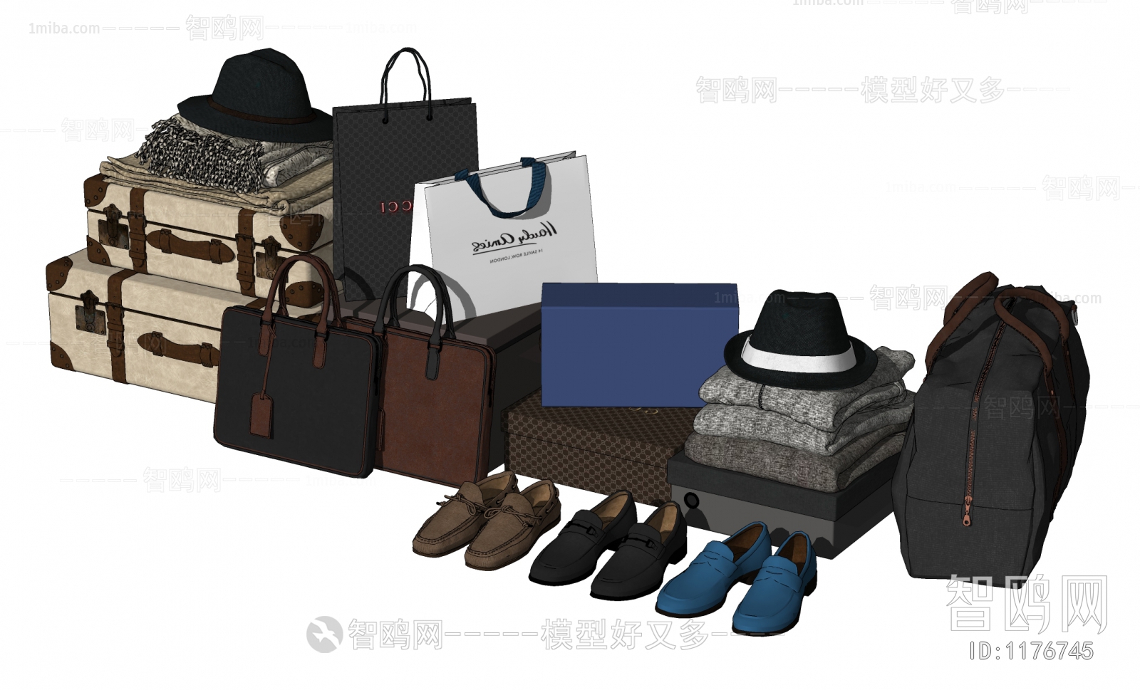 现代箱包鞋帽购物袋组合
