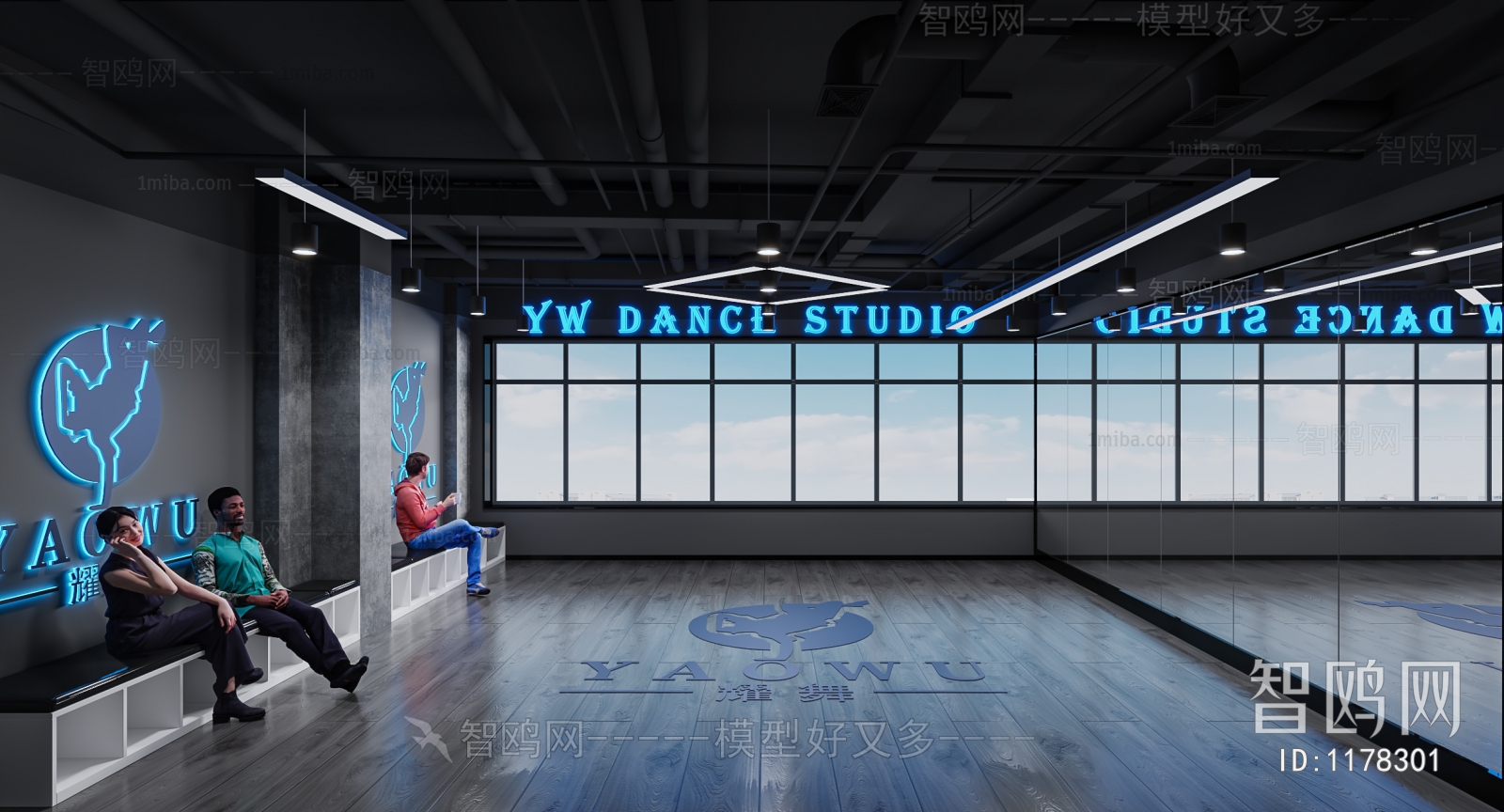 Industrial Style Yoga Room