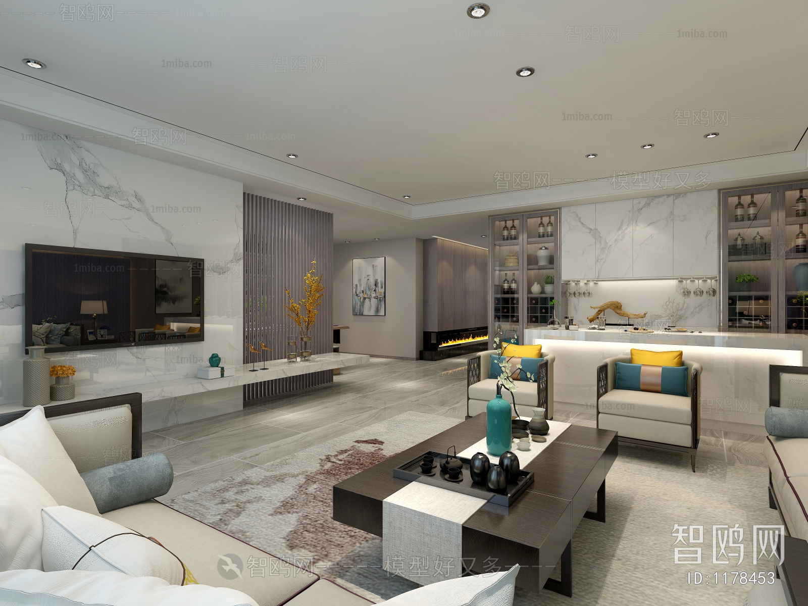 New Chinese Style A Living Room