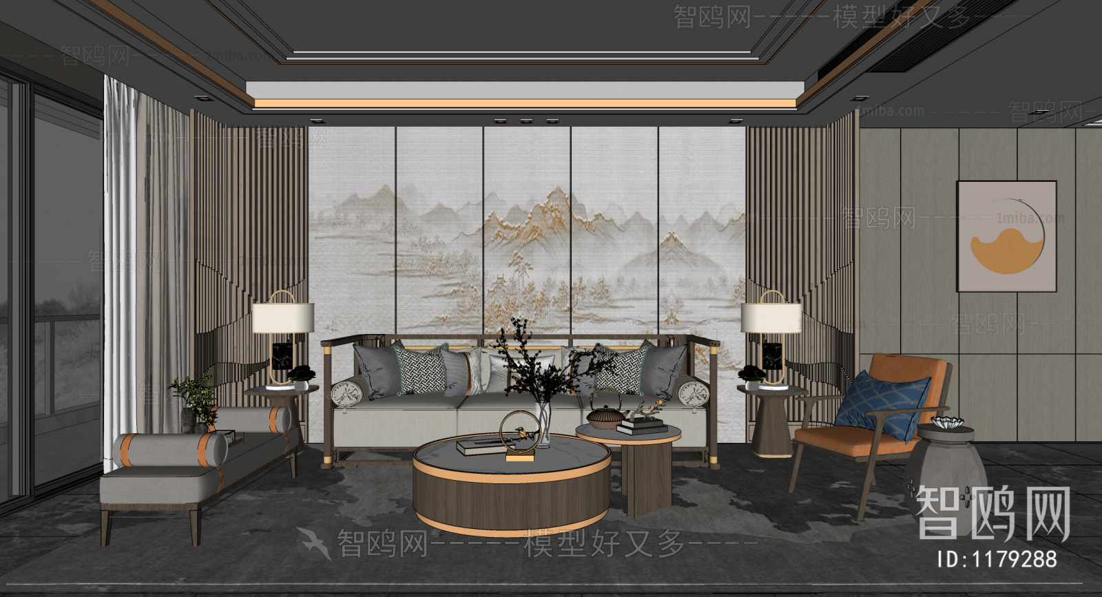 New Chinese Style A Living Room