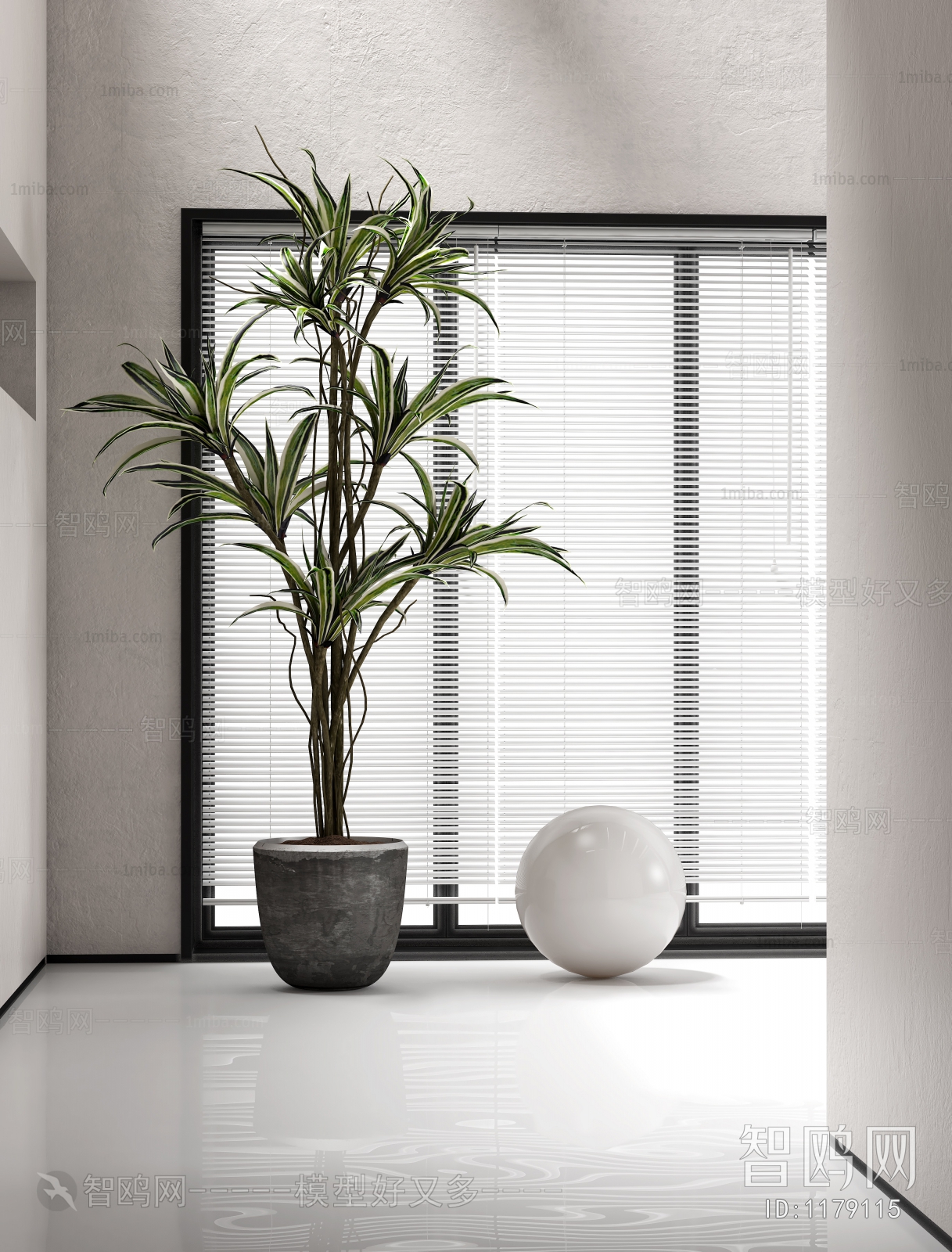 Modern Potted Green Plant