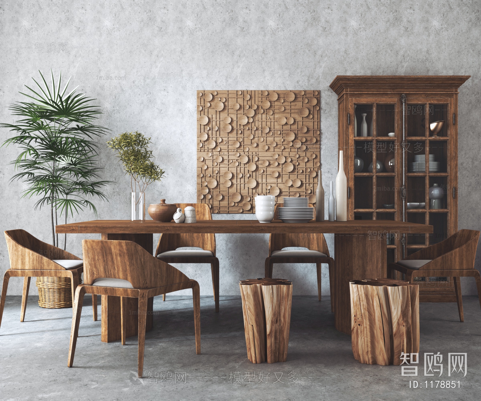 Wabi-sabi Style Dining Table And Chairs