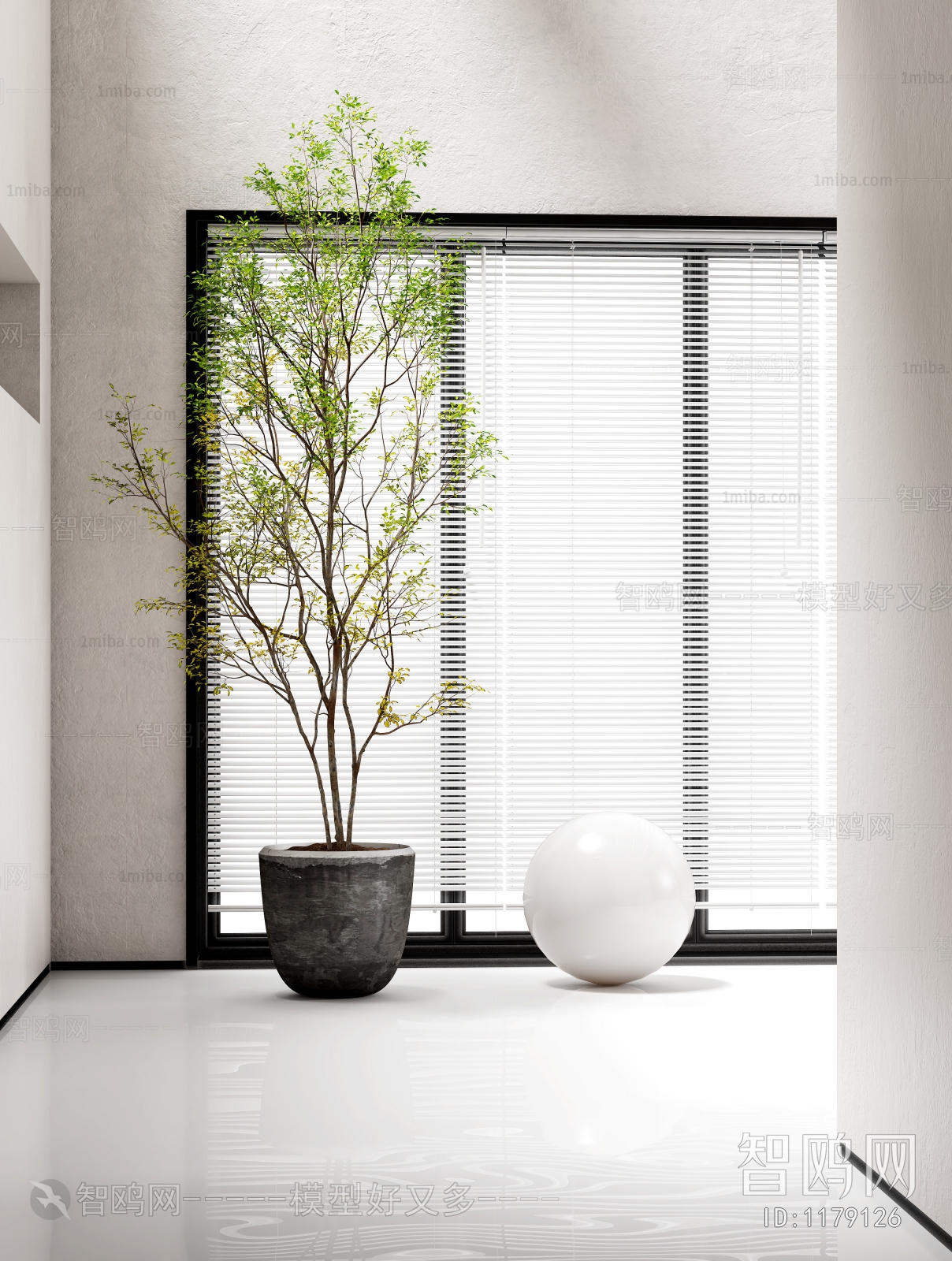 Modern Potted Green Plant