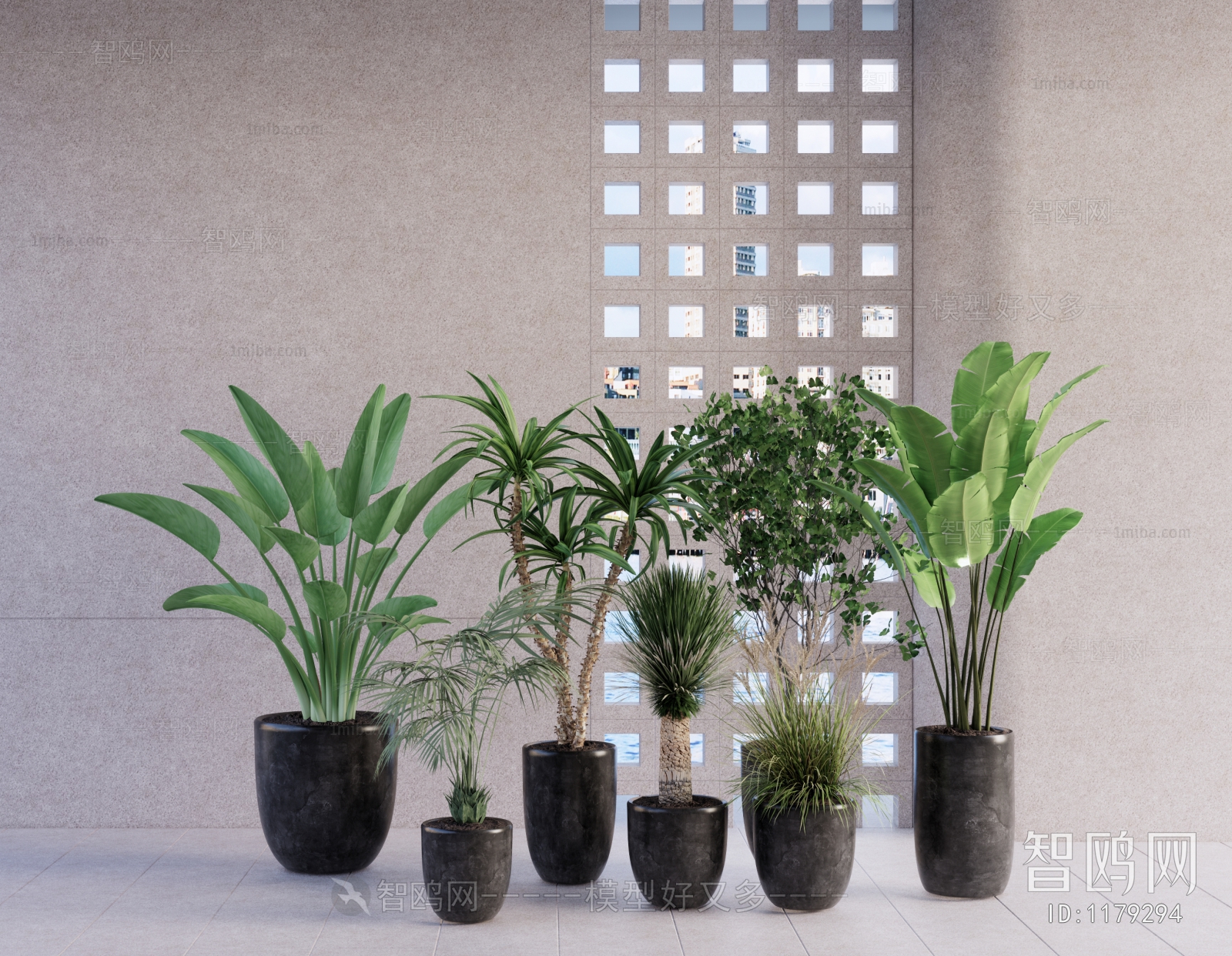 Modern Potted Green Plant