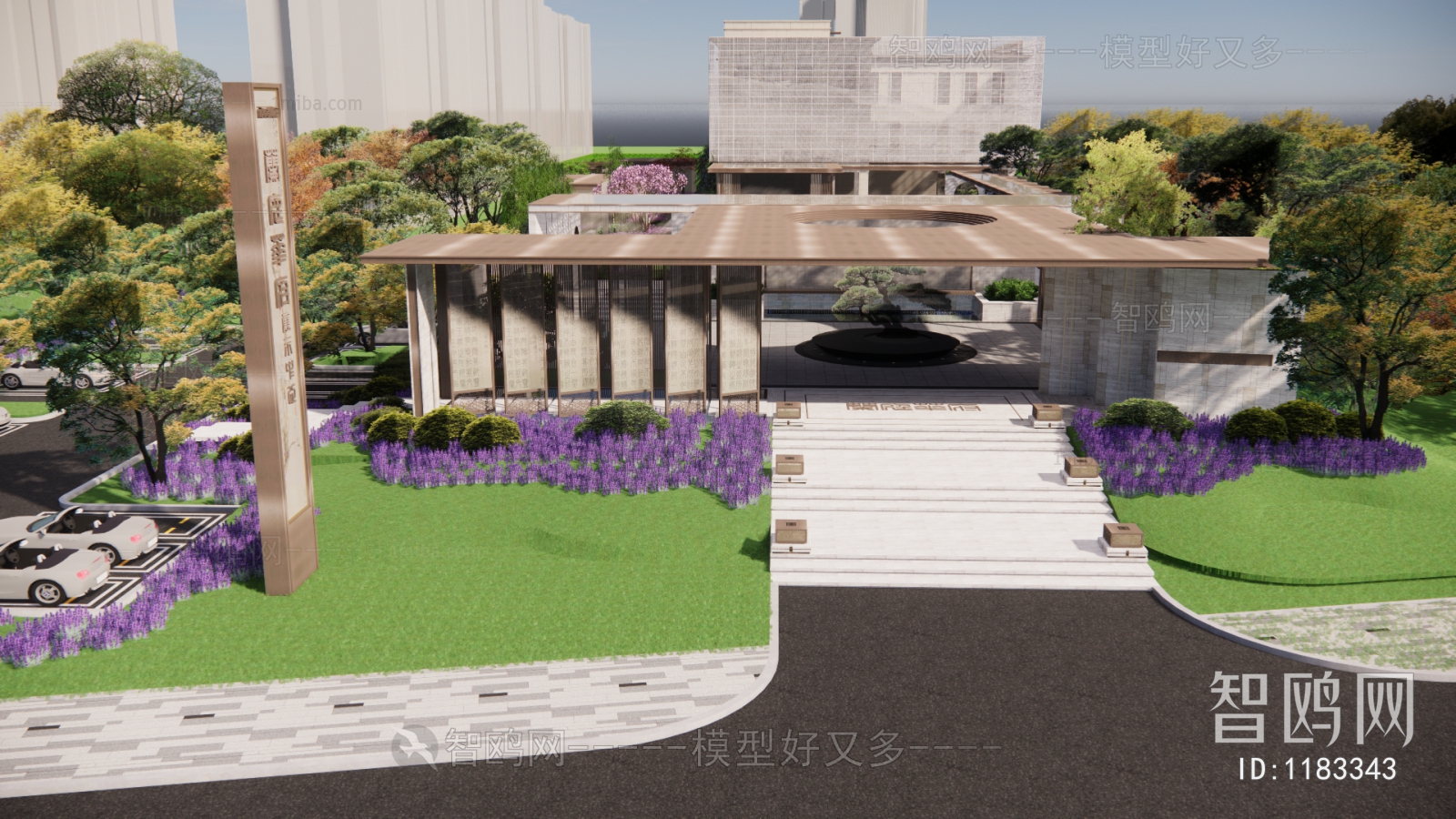 New Chinese Style Architectural Bird's-eye View Planning