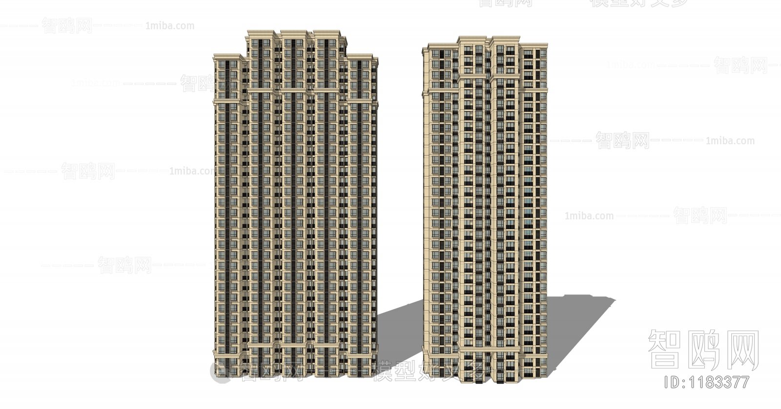 欧式高层住宅楼建筑外观