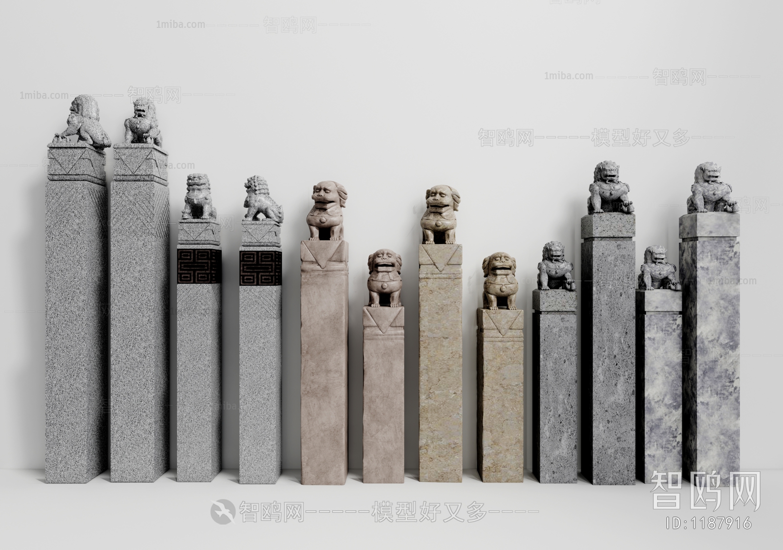 新中式石狮子雕塑园艺小品