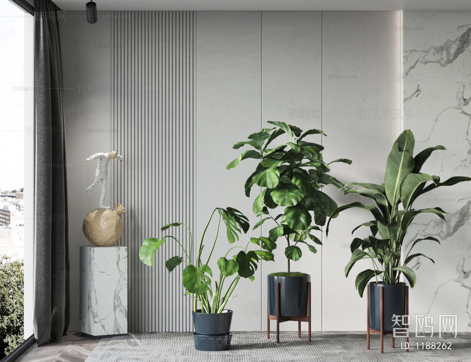 Modern Potted Green Plant