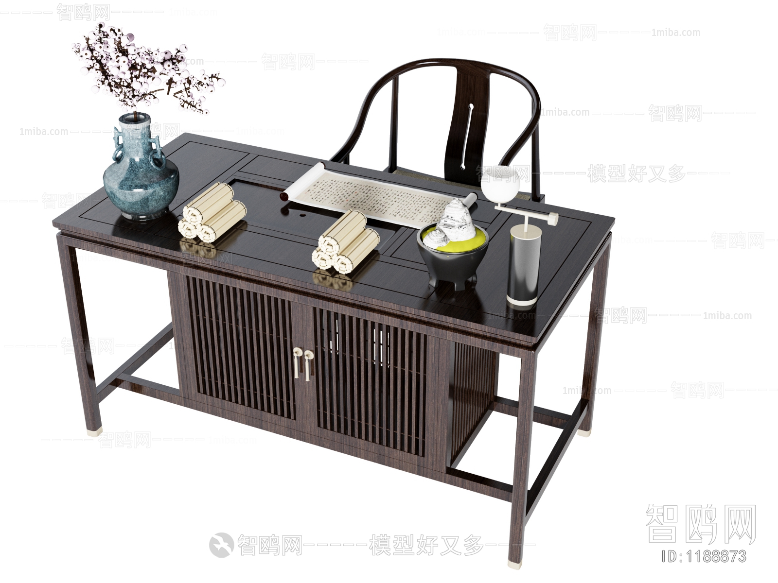 New Chinese Style Computer Desk And Chair