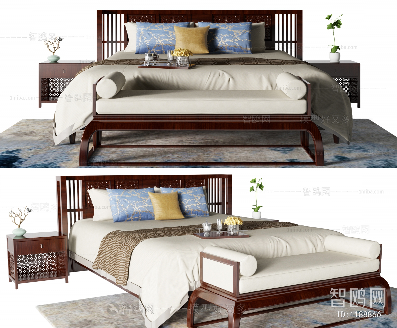 New Chinese Style Double Bed