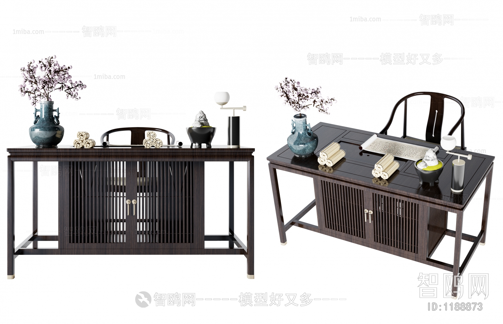 New Chinese Style Computer Desk And Chair