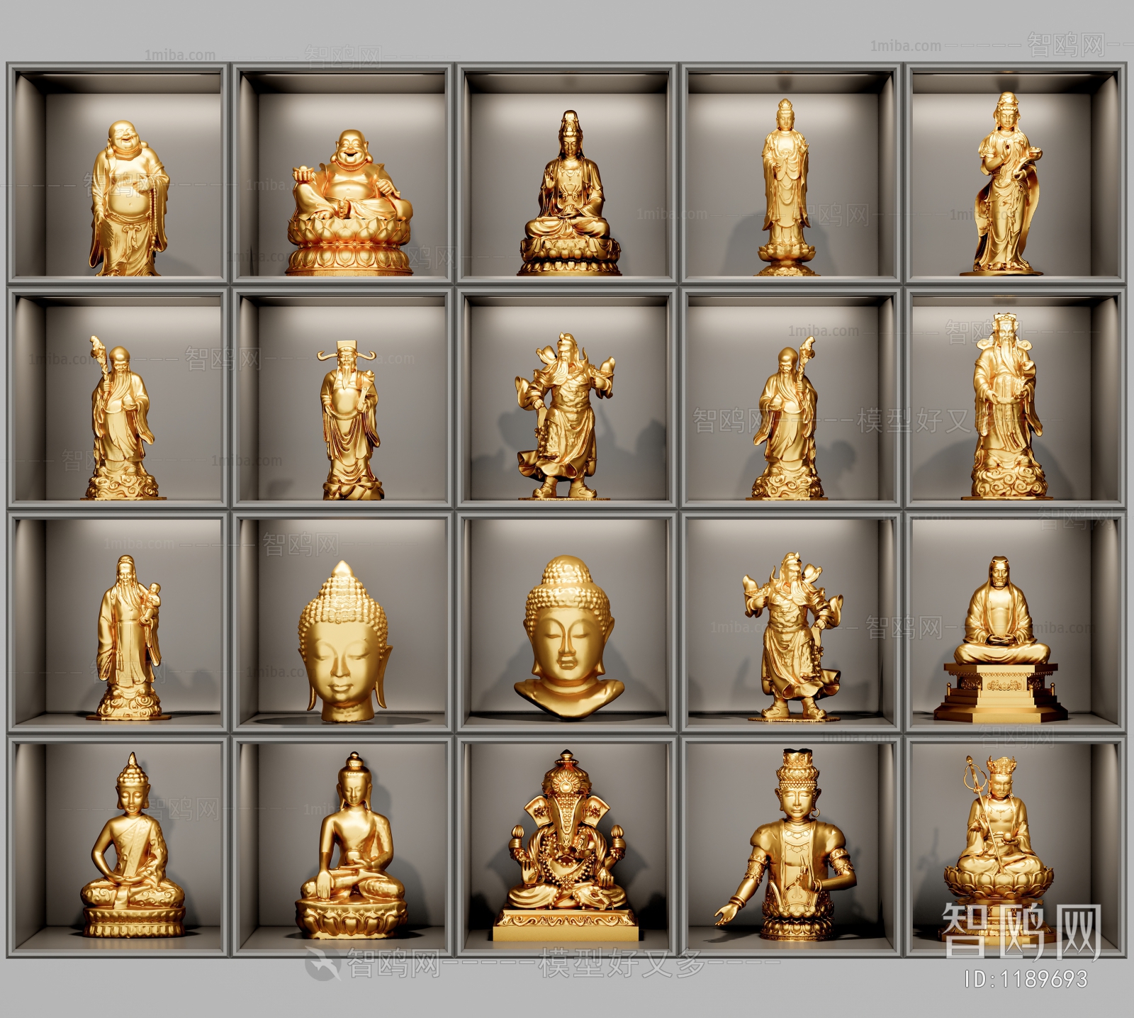新中式观音菩萨佛像雕塑摆件组合