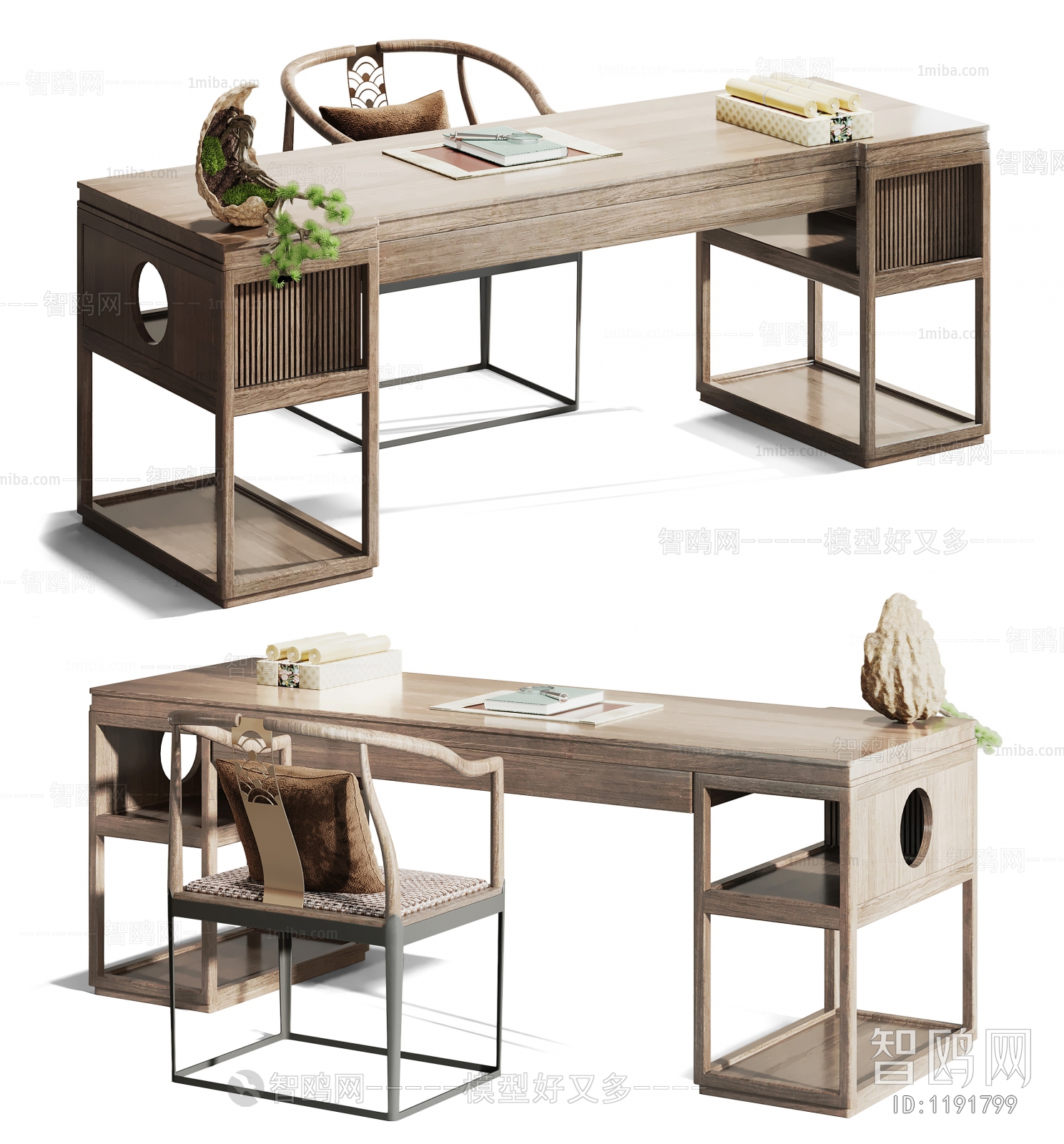 New Chinese Style Computer Desk And Chair