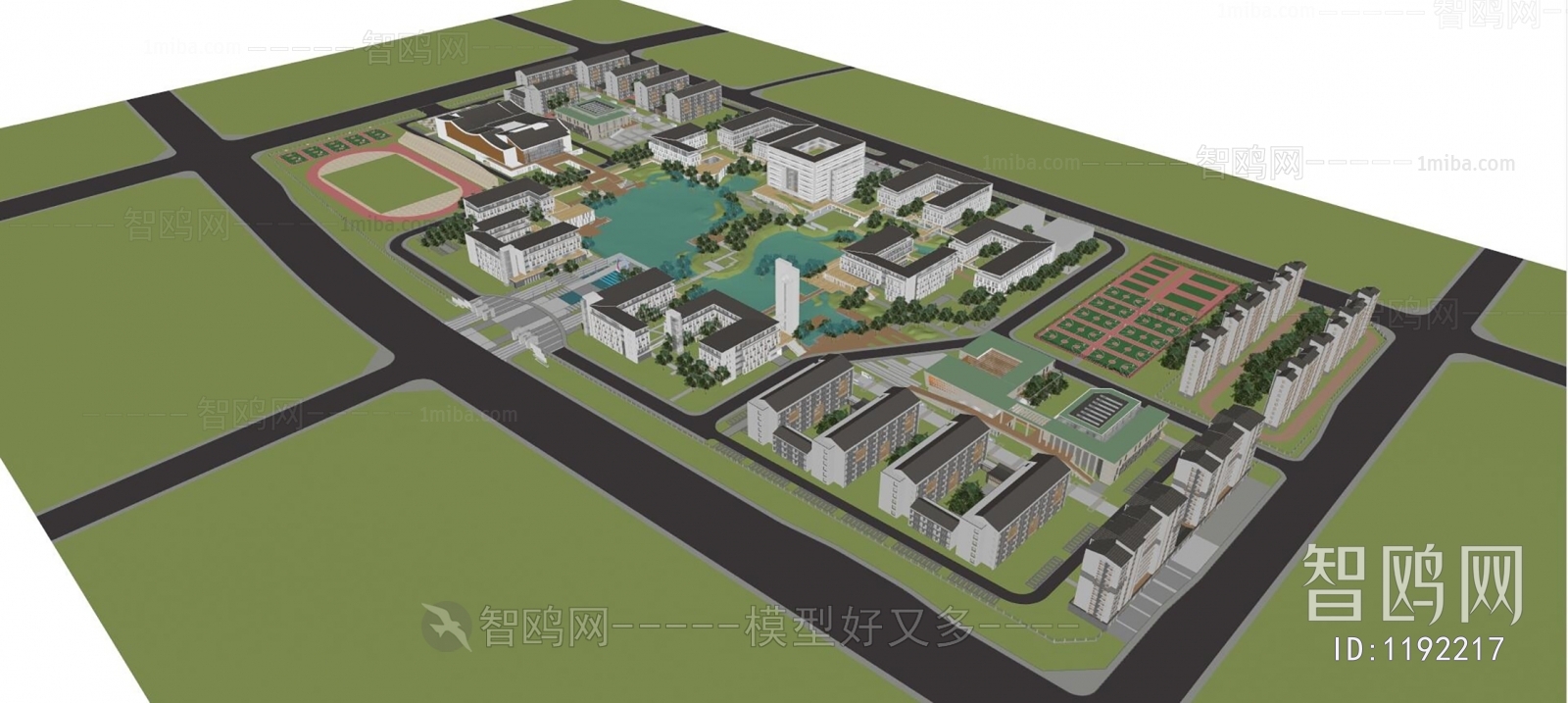 现代学校鸟瞰规划