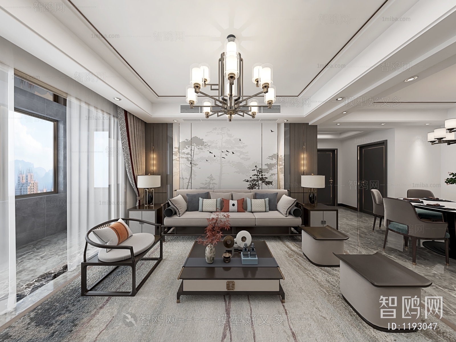 New Chinese Style A Living Room