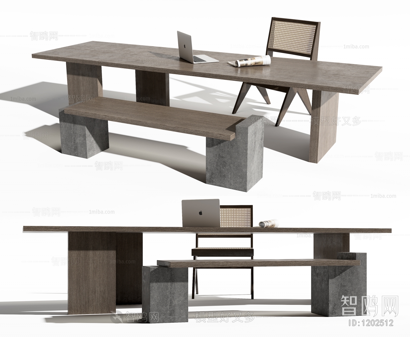 Wabi-sabi Style Computer Desk And Chair