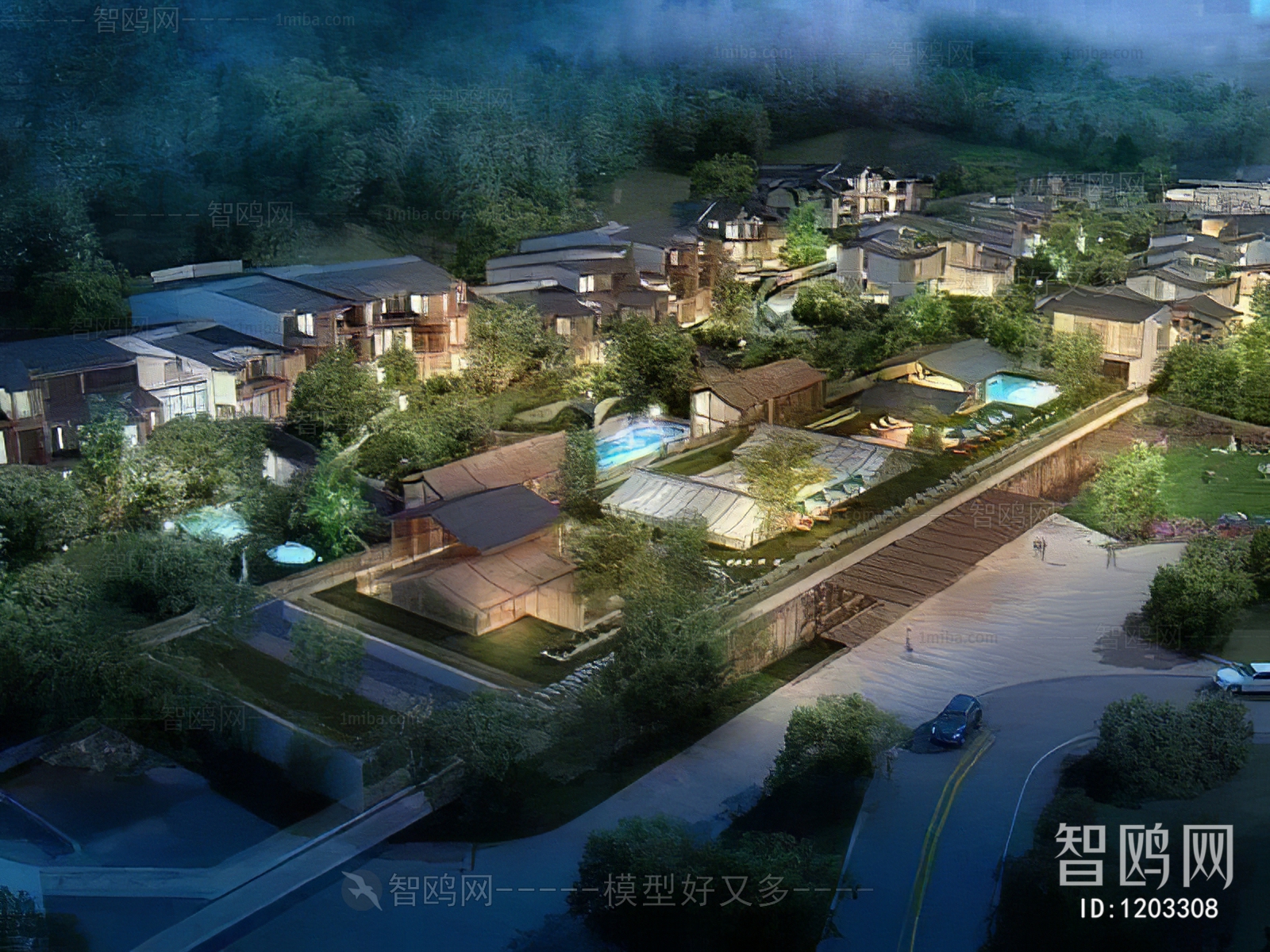 New Chinese Style Architectural Bird's-eye View Planning